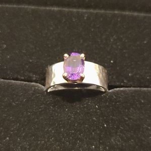 James Avery Amethyst Julietta 7.5 Gemstone Ring Retired Silver & 14k Gold